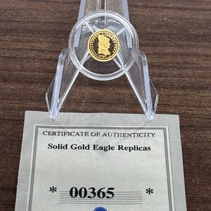 2009 Solid 14ct Gold .5g Proof Coin 1797 Turban Head Plain Eagle COA low Serial
